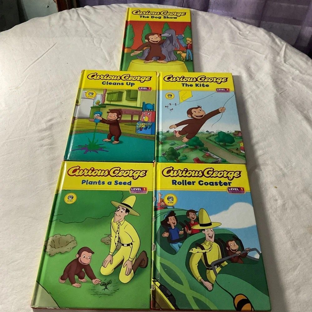 Curious George 5 Reader Book Lot Children's Level 1 Hardcover Readers
